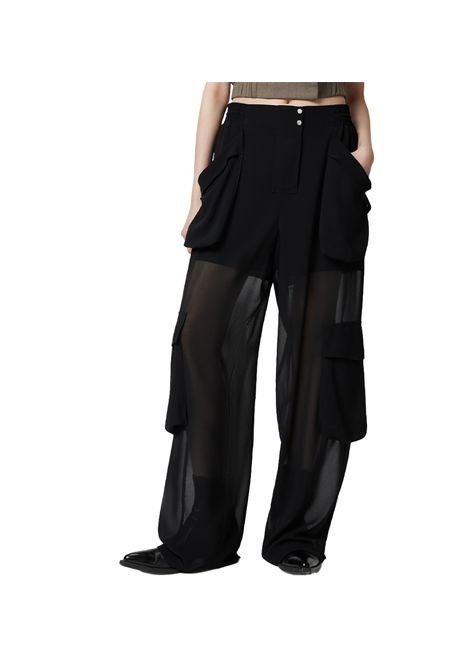 Pantalone Pinko donna Sottocasa 104751 A21F Nero poliestere semitrasparente oversize fit smock coulisse PINKO | Pantaloni | 104751 A21FZ99